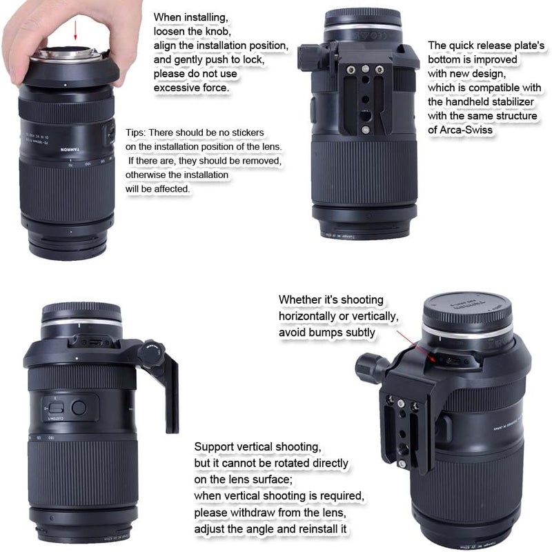 iShoot Tripod Mount Ring Lens Collar Compatible with Tamron 70-180mm f/2.8 Di III VC VXD G2 A065 E-Mount, Support Holder Bracket Arca-Swiss Fit Quick Release Plate for Arca Fit Head Clamp & Stabilizer - Image 4